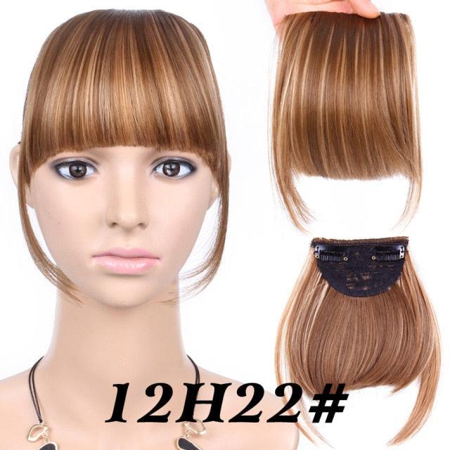 Natural Straight Synthetic Blunt Bangs High Temperature Fiber Brown Women Clip-In Flat Neat Bangs With Temples For Women One Piece Hairpiece Stevvex