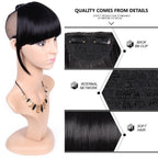 Natural Straight Synthetic Blunt Bangs High Temperature Fiber Brown Women Clip-In Flat Neat Bangs With Temples For Women One Piece Hairpiece Stevvex