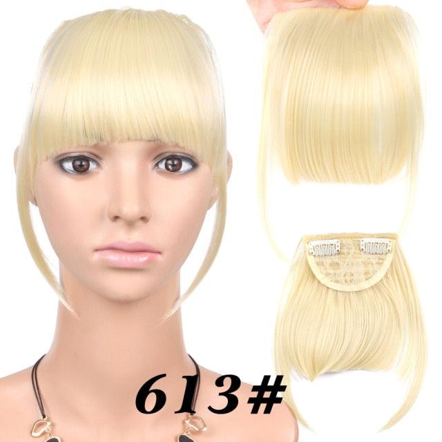 Natural Straight Synthetic Blunt Bangs High Temperature Fiber Brown Women Clip-In Flat Neat Bangs With Temples For Women One Piece Hairpiece Stevvex