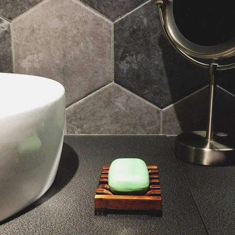 Natural Wooden Soap Dish Wood Soap Tray Holder Storage Soap Rack Plate Box Container For Bath Shower Plate Bathroom Wooden Soap Dish Soap Saver Holder Soap Tray for Bathroom Shower Rectangular Sink Drainer Hand Craft for Soap Sponges And More Stevvex