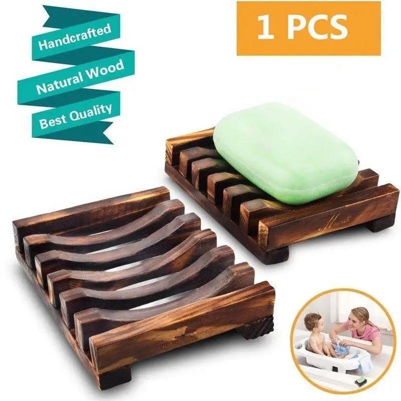 Natural Wooden Soap Dish Wood Soap Tray Holder Storage Soap Rack Plate Box Container For Bath Shower Plate Bathroom Wooden Soap Dish Soap Saver Holder Soap Tray for Bathroom Shower Rectangular Sink Drainer Hand Craft for Soap Sponges And More Stevvex