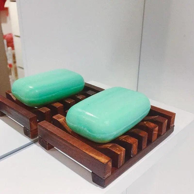 Natural Wooden Soap Dish Wood Soap Tray Holder Storage Soap Rack Plate Box Container For Bath Shower Plate Bathroom Wooden Soap Dish Soap Saver Holder Soap Tray for Bathroom Shower Rectangular Sink Drainer Hand Craft for Soap Sponges And More Stevvex