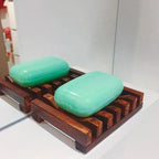 Natural Wooden Soap Dish Wood Soap Tray Holder Storage Soap Rack Plate Box Container For Bath Shower Plate Bathroom Wooden Soap Dish Soap Saver Holder Soap Tray for Bathroom Shower Rectangular Sink Drainer Hand Craft for Soap Sponges And More Stevvex