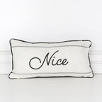 Naughty Or Nice Reversible Canvas Throw Pillow Black White Double Sided Holiday Decorative Accent BandsCo Straps