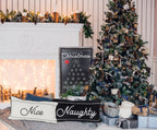 Naughty Or Nice Reversible Canvas Throw Pillow Black White Double Sided Holiday Decorative Accent BandsCo Straps