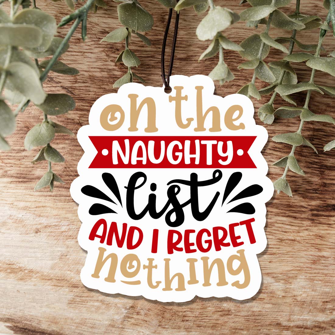 Naughty List Hanging Air Freshener Holiday Scent Car Home Closet Ornament Winter Pine Spice BandsCo Straps