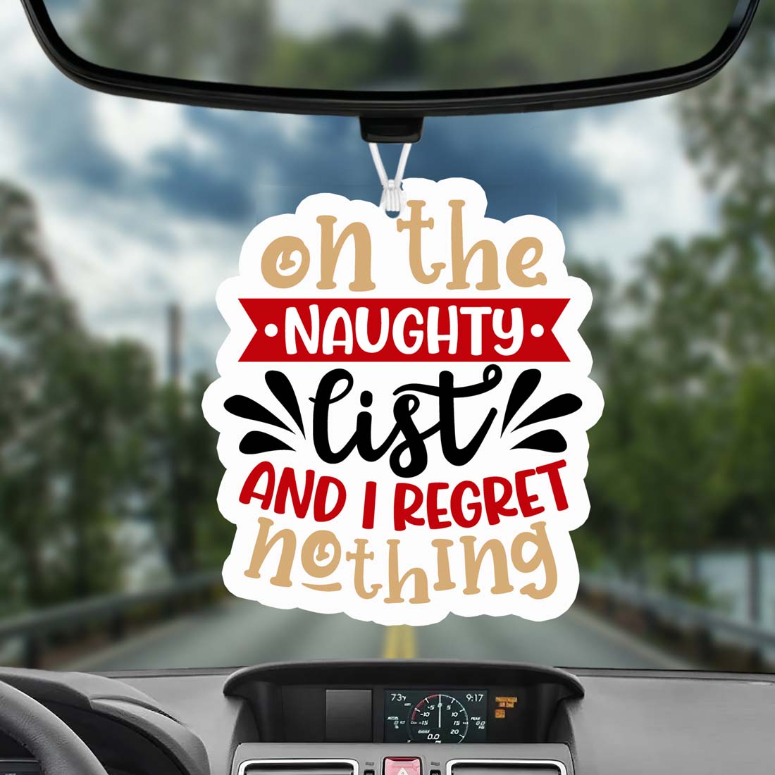 Naughty List Hanging Air Freshener Holiday Scent Car Home Closet Ornament Winter Pine Spice BandsCo Straps