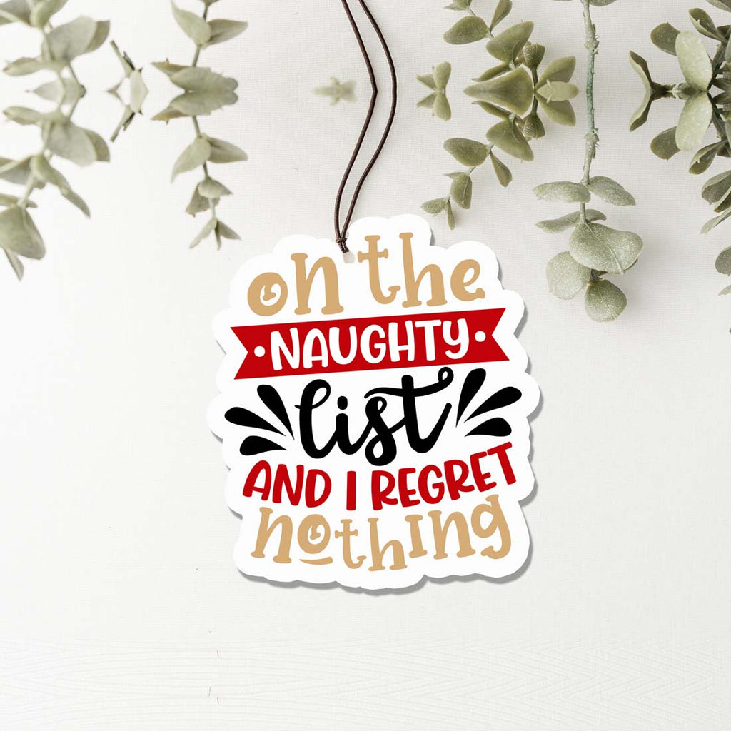 Naughty List Hanging Air Freshener Holiday Scent Car Home Closet Ornament Winter Pine Spice BandsCo Straps