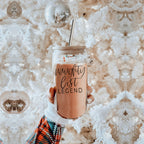 Naughty List Legend 17oz Glass Tumbler With Bamboo Lid, 2 Stainless Straws BandsCo Straps