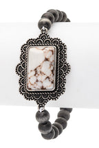 Navajo Stone Bead Stretch Bracelet With Silver Charm
