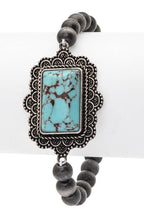 Navajo Stone Bead Stretch Bracelet With Silver Charm