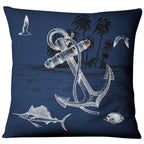 Navigation Navy Blue Nautical Shell Starfish Linen Pillow Cover Blue Anchor Navigation Anchor Sailboat Pillowcase Marine Cushion Cover Sofa Home Decorative Cushion Cover For Home
