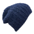 Navy Alpaca Beanie Loop Knit Slouchy Ribbed Stripe Soft Warm Winter Hat For Women And Men BandsCo Straps
