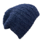 Navy Alpaca Beanie Loop Knit Slouchy Ribbed Stripe Soft Warm Winter Hat For Women And Men BandsCo Straps