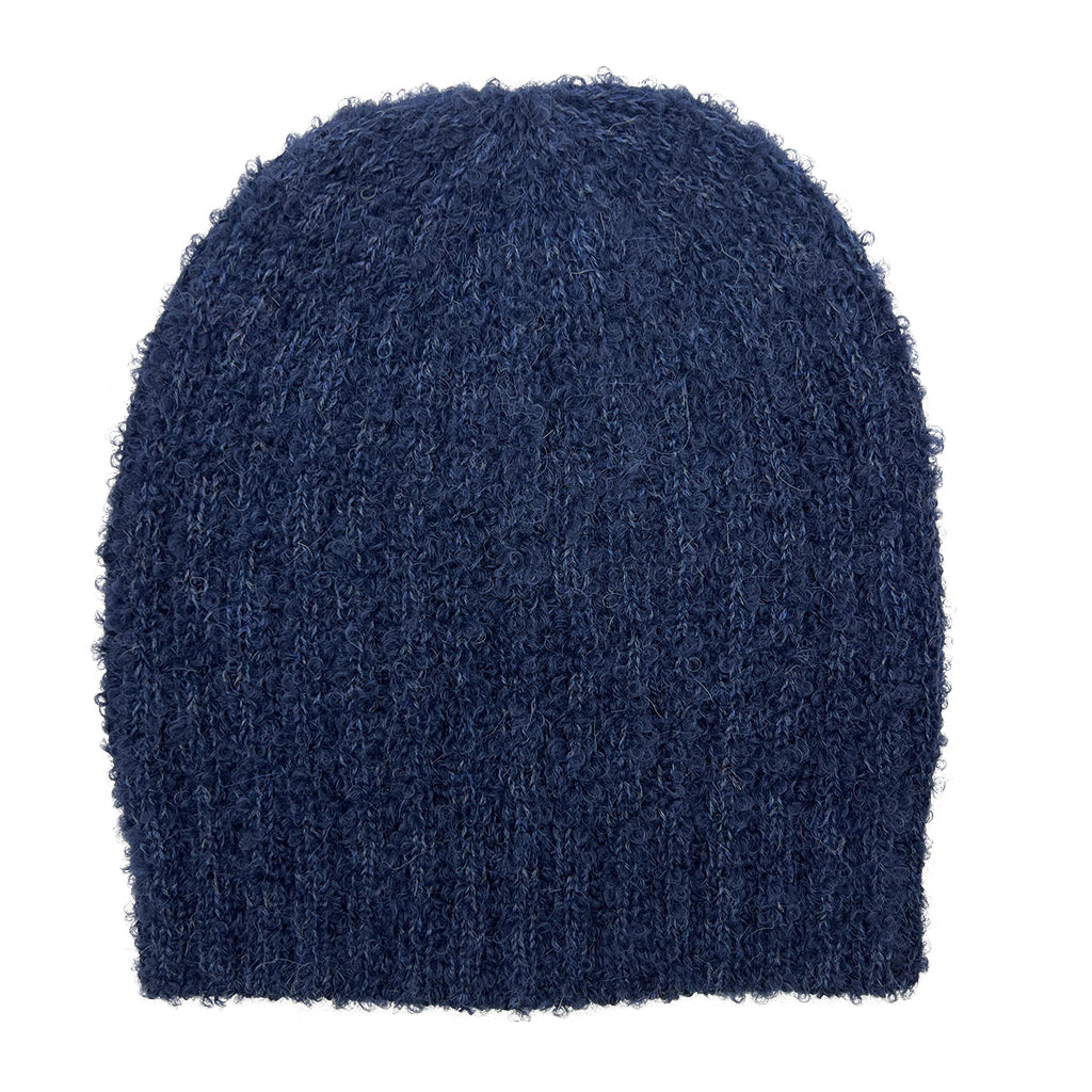 Navy Alpaca Beanie Loop Knit Slouchy Ribbed Stripe Soft Warm Winter Hat For Women And Men BandsCo Straps