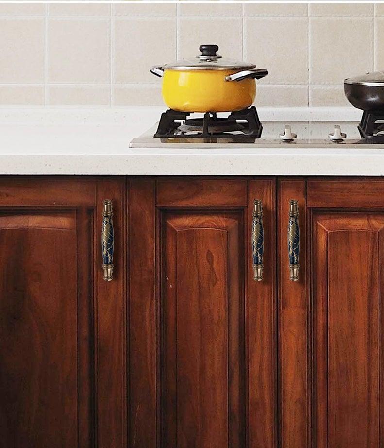 Navy Blue Ceramic Door Handles European Antique Furniture Handles Drawer Pulls Kitchen Cabinet Knobs And Handles Entry Door Handle With Door Lever For Right And Left Sided Doors Stevvex