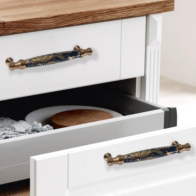 Navy Blue Ceramic Door Handles European Antique Furniture Handles Drawer Pulls Kitchen Cabinet Knobs And Handles Entry Door Handle With Door Lever For Right And Left Sided Doors Stevvex