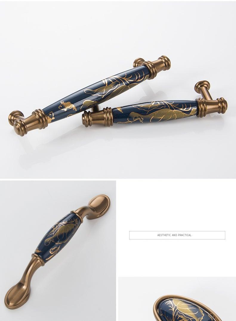 Navy Blue Ceramic Door Handles European Antique Furniture Handles Drawer Pulls Kitchen Cabinet Knobs And Handles Entry Door Handle With Door Lever For Right And Left Sided Doors Stevvex