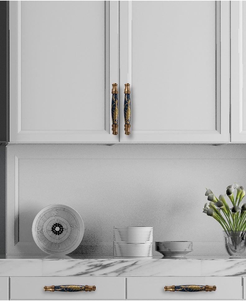 Navy Blue Ceramic Door Handles European Antique Furniture Handles Drawer Pulls Kitchen Cabinet Knobs And Handles Entry Door Handle With Door Lever For Right And Left Sided Doors Stevvex