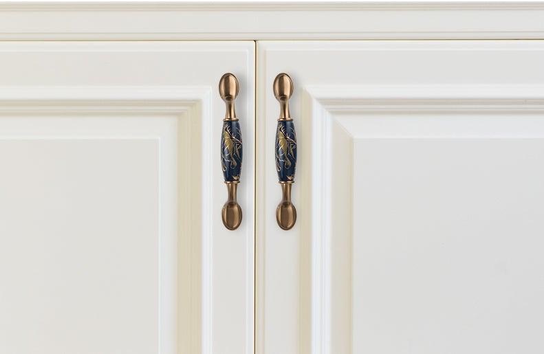 Navy Blue Ceramic Door Handles European Antique Furniture Handles Drawer Pulls Kitchen Cabinet Knobs And Handles Entry Door Handle With Door Lever For Right And Left Sided Doors Stevvex