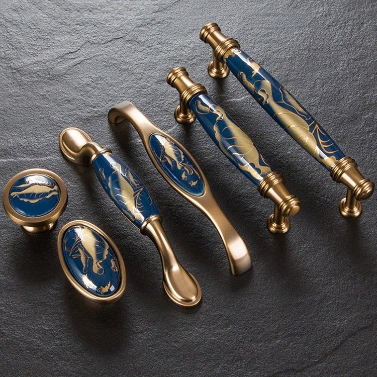 Navy Blue Ceramic Door Handles European Antique Furniture Handles Drawer Pulls Kitchen Cabinet Knobs And Handles Entry Door Handle With Door Lever For Right And Left Sided Doors Stevvex