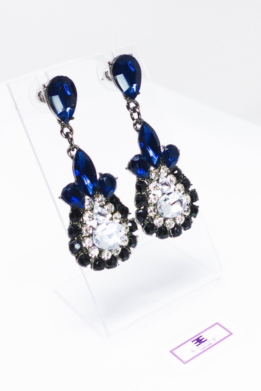 Sparkling Pink Teardrop Dangle Earrings With Crystals