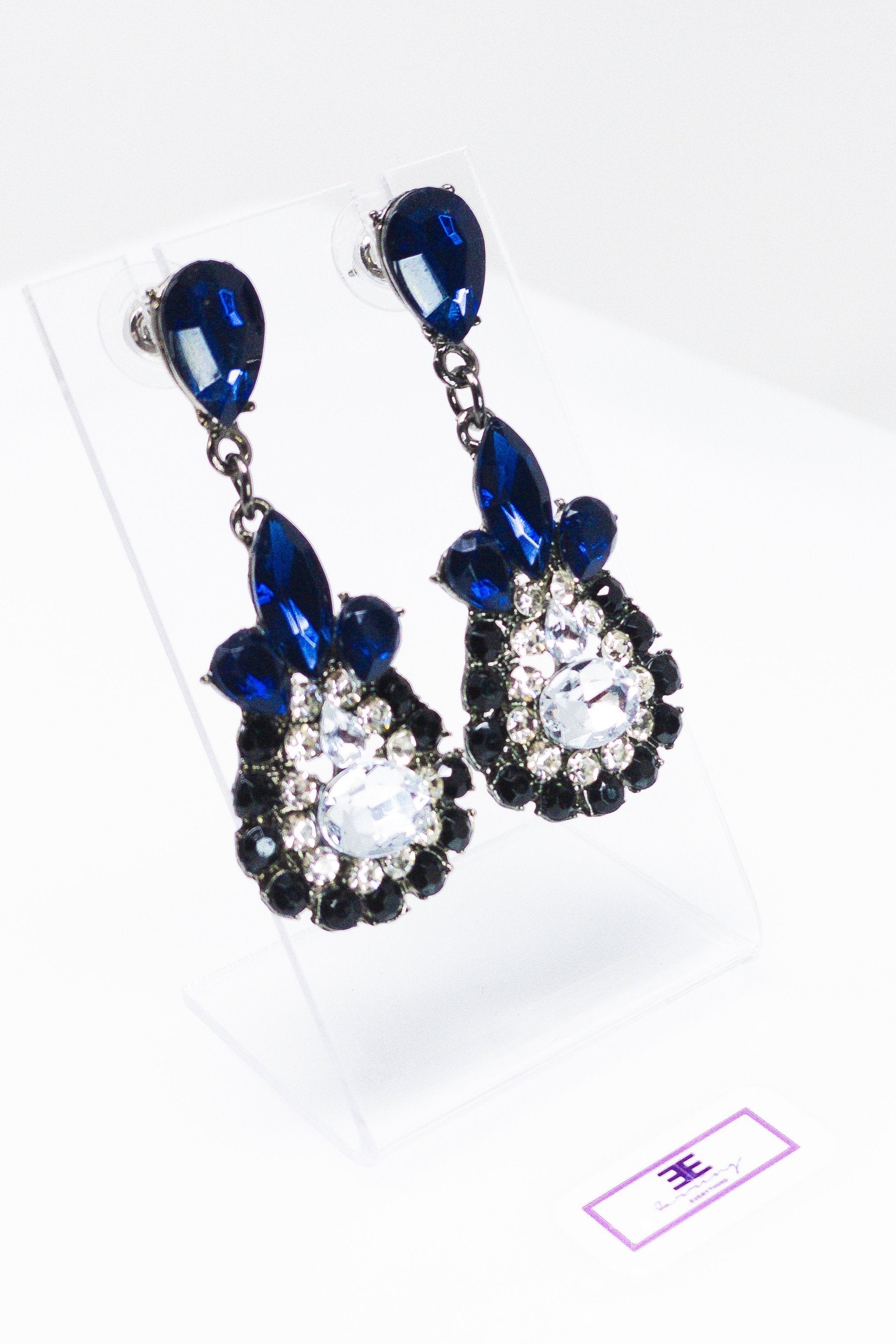 Sparkling Pink Teardrop Dangle Earrings With Crystals