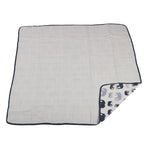 Navy Elephant Muslin Baby Blanket 47x47 Soft Cotton