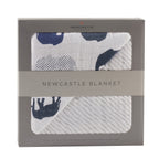 Navy Elephant Muslin Baby Blanket 47x47 Soft Cotton