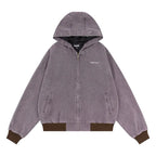 Retro Hooded Jacket with Washed and Worn Finish