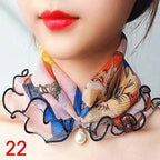 Neck Collars Fashion Scarves for Women And Girls Print Satin Silk Scarf Female Bandana Head Bib Scarfs For Ladies Stevvex