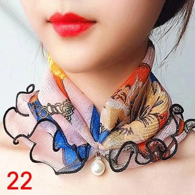 Neck Collars Fashion Scarves for Women And Girls Print Satin Silk Scarf Female Bandana Head Bib Scarfs For Ladies Stevvex