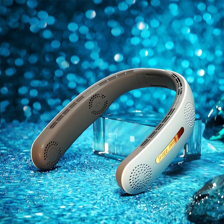 Neck Fan 4 Turbo 2400mAh Portable Ventilator Bladeless Cooling Mute Fan USB Rechargeable Wearable Neckband Fan for Outdoor USB Rechargeable Leafless Hanging Fans Air Cooler Cooling Wearable Neckband Fans Stevvex