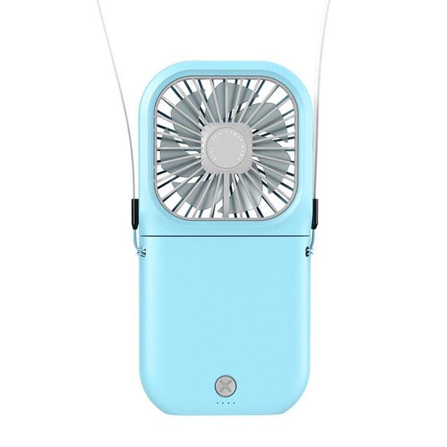 Neck Hanging Fan Ventilator Foldable USB Adjustable Rechargeable Cooling Mute Power Bank Handheld Portable Desk Fan Portable Fan Portable Mini Fan USB Rechargeable with Power Bank Handheld Fan Desk Adjustable Fan Air Cooler Home Office Outdoor Travel Stevvex