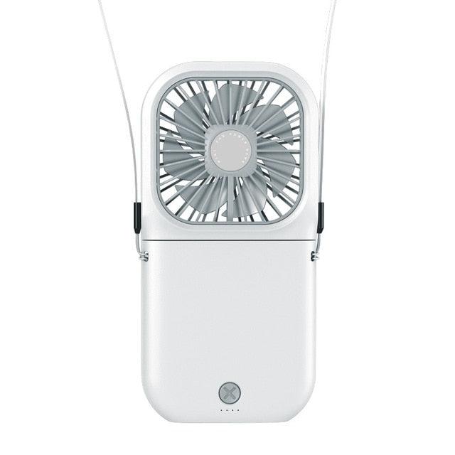 Neck Hanging Fan Ventilator Foldable USB Adjustable Rechargeable Cooling Mute Power Bank Handheld Portable Desk Fan Portable Fan Portable Mini Fan USB Rechargeable with Power Bank Handheld Fan Desk Adjustable Fan Air Cooler Home Office Outdoor Travel Stevvex