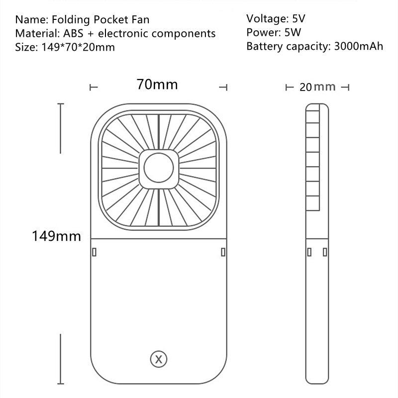 Neck Hanging Fan Ventilator Foldable USB Adjustable Rechargeable Cooling Mute Power Bank Handheld Portable Desk Fan Portable Fan Portable Mini Fan USB Rechargeable with Power Bank Handheld Fan Desk Adjustable Fan Air Cooler Home Office Outdoor Travel Stevvex