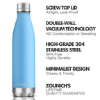 Neon Blue Water Bottle for Men Women & Kids Double Wall Stainless Steel Water Bottle Thermos Insulated Vacuum Flask Gym Sport Shaker Bottle Portable Thermoses Stylish Stainless Steel Bottle Keeps Water & Beverages All Day Hot Or Cold Stevvex
