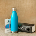 Neon Blue Water Bottle for Men Women & Kids Double Wall Stainless Steel Water Bottle Thermos Insulated Vacuum Flask Gym Sport Shaker Bottle Portable Thermoses Stylish Stainless Steel Bottle Keeps Water & Beverages All Day Hot Or Cold Stevvex