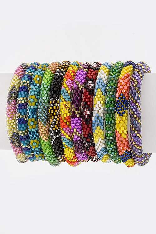 Nepal Handmade Beaded Layering Bracelets Set Boho Chic