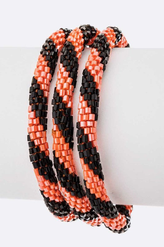 Nepal Roll On Team Color Beaded Bracelet Set For Fans