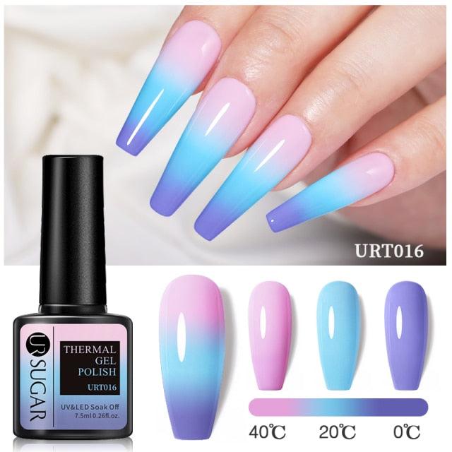 New 2022 Pink Blue Gel Nail Polish UV Color Changing Elegant Luxury Glossy Nail Design For Womens Stevvex