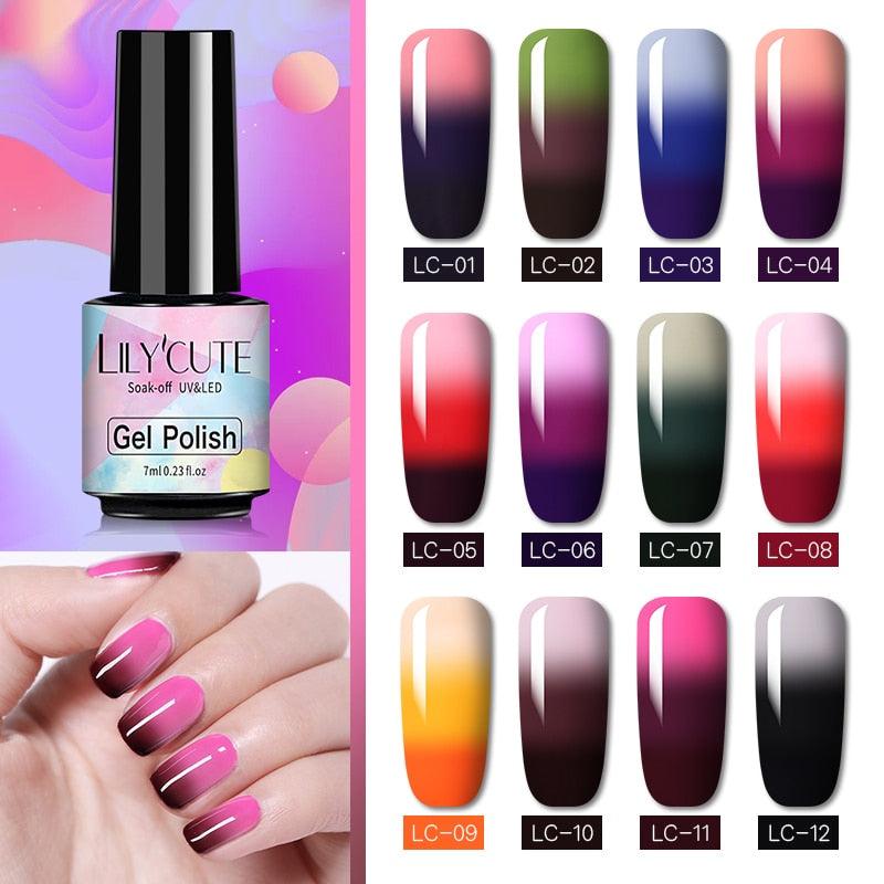 New 2022Fashion  Womens 3-layers Color Changing Gel Nail Polish Long Lasting UV Chameleon Popular Colorful Design For Womens and Girls Stevvex