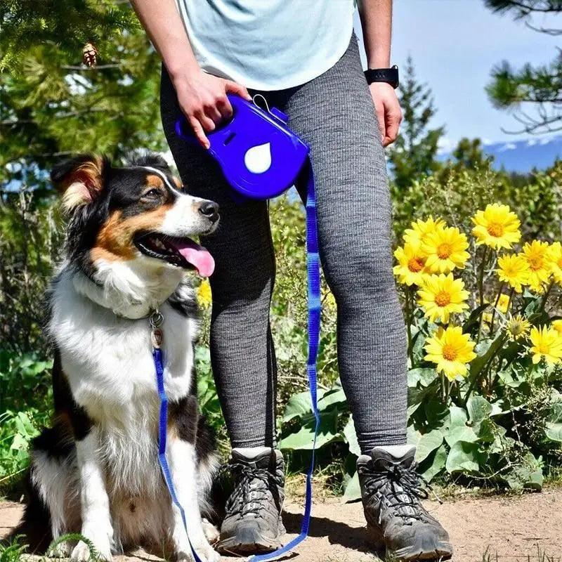 New 3 IN 1 Multifunctional Colorful Pet Leash With Built-in Water Bottle Bowl And Waste Bag Dispenser Modern Design For All Pets Stevvex