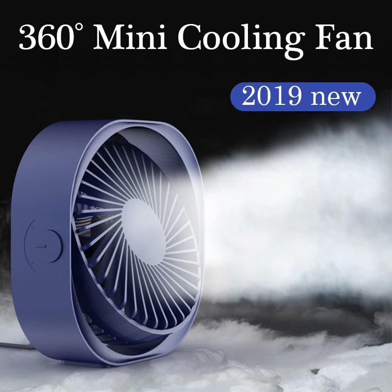 New 360° USB Fan Cooler Cooling Mini Fan Portable 3 Speed Super Mute Cooler for Office Cool Fans Car Home Notebook Laptop Portable Mini Fan for Bedroom Office Desktop Stevvex