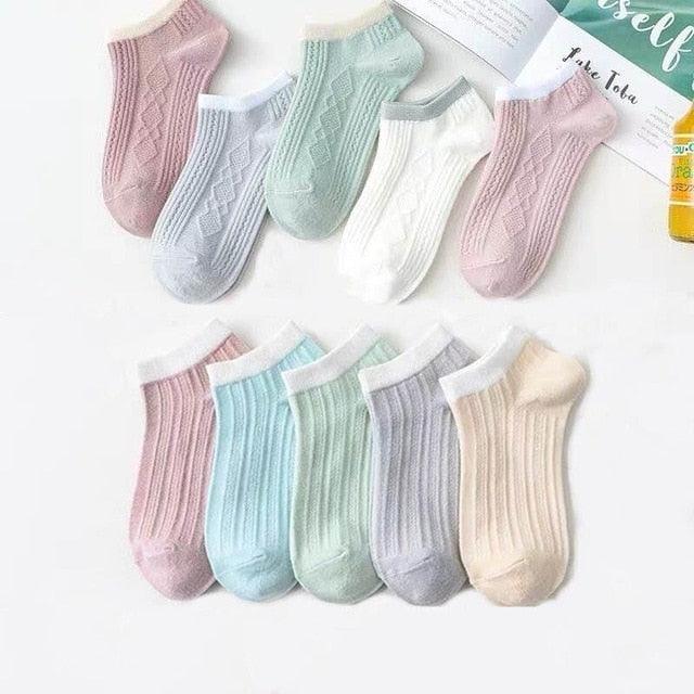 New 5pairs/lot Mixed Colors Ankle Socks Summer Sport Fashion Funny Underwear Women Breathable Soft Combed Out Of Pure Cotton Breathable Socks For Men And Women Stevvex
