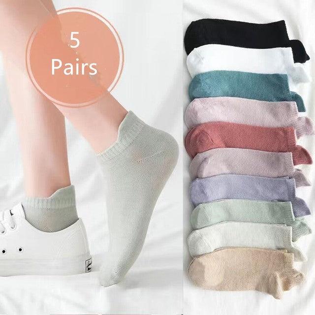 New 5pairs/lot Mixed Colors Ankle Socks Summer Sport Fashion Funny Underwear Women Breathable Soft Combed Out Of Pure Cotton Breathable Socks For Men And Women Stevvex
