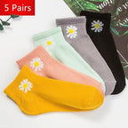 New 5pairs/lot Mixed Colors Ankle Socks Summer Sport Fashion Funny Underwear Women Breathable Soft Combed Out Of Pure Cotton Breathable Socks For Men And Women Stevvex