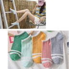New 5pairs/lot Mixed Colors Ankle Socks Summer Sport Fashion Funny Underwear Women Breathable Soft Combed Out Of Pure Cotton Breathable Socks For Men And Women Stevvex