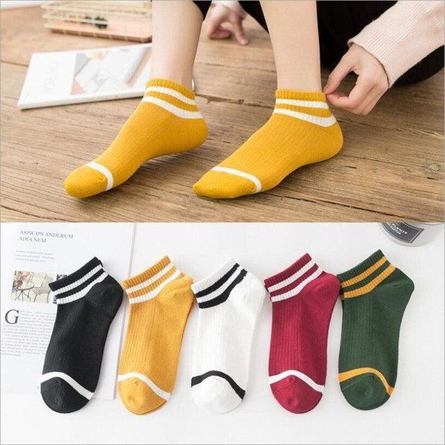 New 5pairs/lot Mixed Colors Ankle Socks Summer Sport Fashion Funny Underwear Women Breathable Soft Combed Out Of Pure Cotton Breathable Socks For Men And Women Stevvex