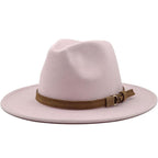 New Adjustable Unisex Wool Fedora Hat Luxury Wide Brim Fedora Floppy Hat Gentleman Elegant Winter Autumn Wide Comfortable Soft Hat Outdoor Wide Brim Hat With Strap Stevvex